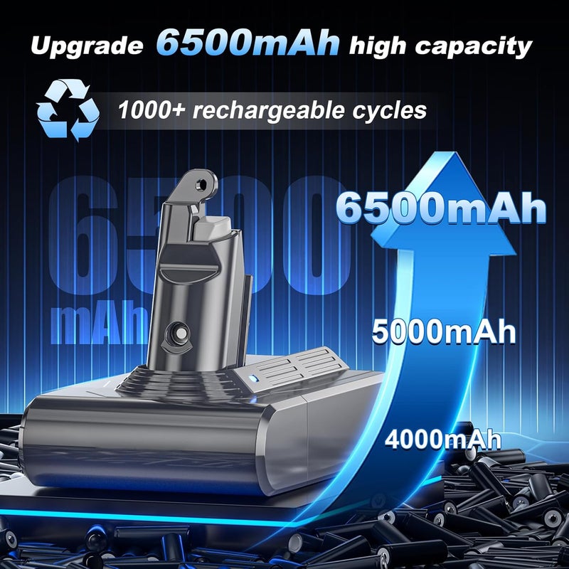 Becleanlife 6500mAh V6 Battery Replacement Compatible with Dyson V6 Animal/Absolute/Motorhead/Fluffy SV03 SV04 SV05 SV06 SV07 SV09 DC58 DC59 DC61 DC62 DC72 DC74 Vacuum Cleaner - Image 3
